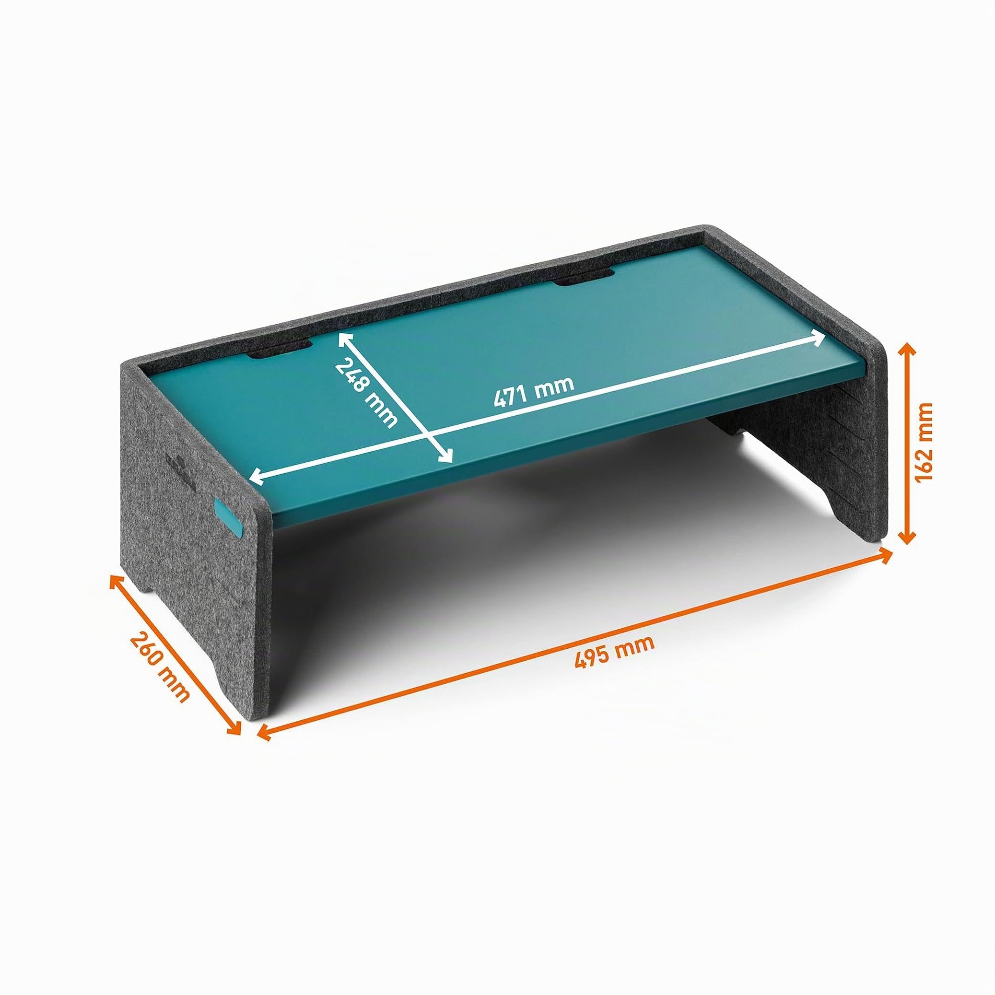 Durable Effect Monitor Ständer für Laptops, 3-fach höhenverstellbar, petrol | Monitorerhöhung aus Filz, Tischaufsatz für Notebook, mit Kabelführung, für Ergonomie am Arbeitsplatz