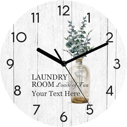 Reloj de pared redondo personalizado, fácil de leer, analógico, rústico, funciona con pilas, silencioso, sin tictac, novedoso, para cocina, sala de