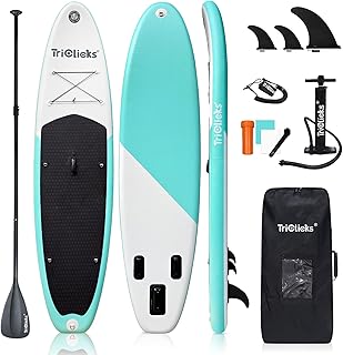 Triclicks 10' Inflatable Paddle Board Stable 30" Wide Design | Non-Slip EVA Deck | Lightweight Yoga SUP Board for Adult Teens | Stand Oar Board with Backpack Pump Paddle Belt Repair Kit