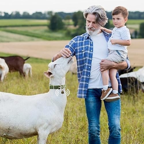 Miniatura 5 de Collares de cabra con campanas, 5 piezas de collar de oveja de nailon ajustable con 10 campanas de latón fuerte antipérdida y llavero, suministros