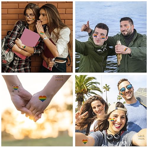 Miniatura 7 de CCINEE 40 hojas de tatuajes de orgullo arco iris, tatuajes de orgullo gay, impermeables, tatuajes temporales LGBT, calcomanías de tatuaje de arco