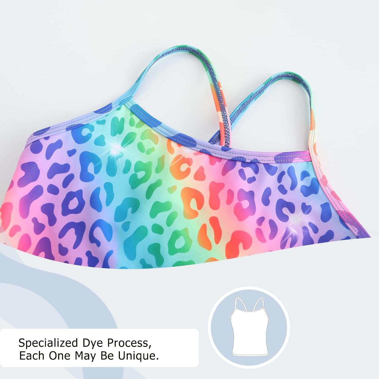 Girls Two Piece Tankini Swimsuits Tie Dye Bathing Suit Kids Hawaiian Swimwear Set 3-16 Years