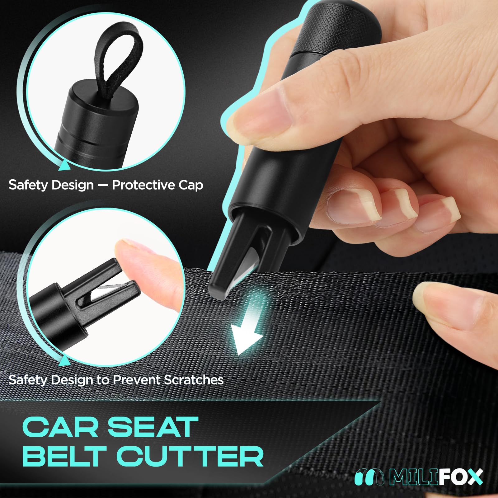Brise-vitre Coupe-ceinture 3 En 1 Milifox - Outil D'urgence Voiture Avec Sifflet | Portable, Couleur Vive, Fonctionne Sous L'eau