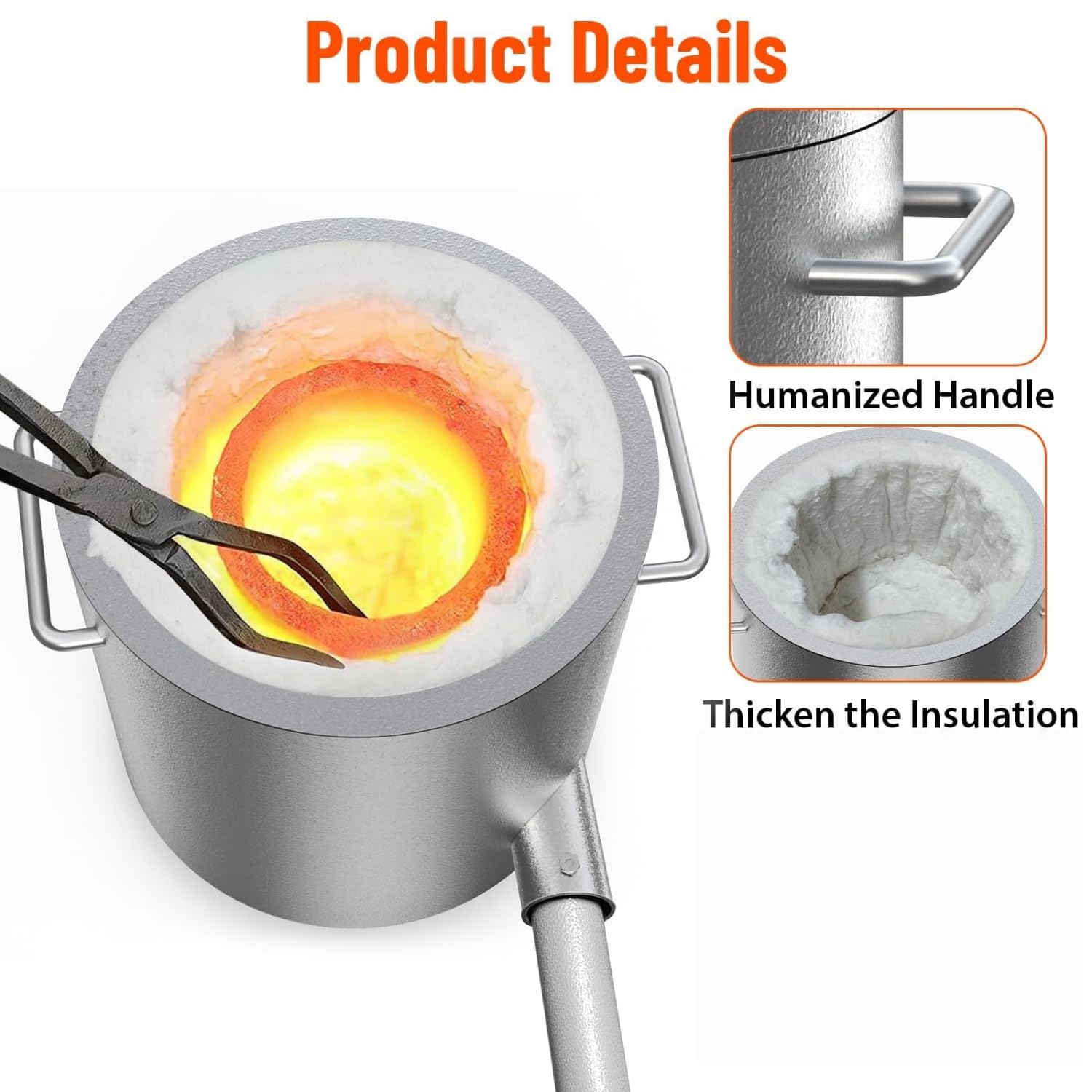 Horno de fusión de Metales a propano, Kit de fundición de 6 kg con crisol de 650 ml y Fuente de Calor, para Metales por Debajo de 1300 °C (2372 °F), Oro, Plata, Cobre, latón.