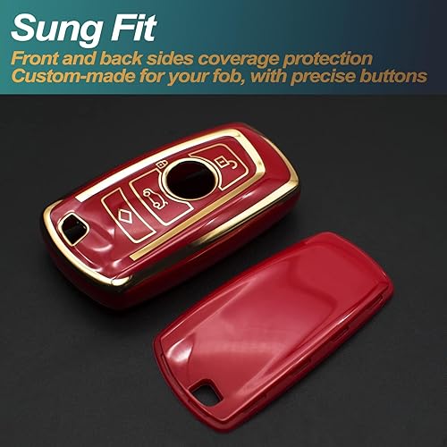 Miniatura 8 de FEYOUN Funda para llavero compatible con BMW 1 3 4 5 6 7 Series X3 X4 M5 M6 GT3 GT5 Smart TPU remoto sin llave, funda de protección, accesorios