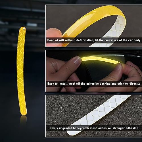 Miniatura 10 de Augeny 20 calcomanías reflectantes para ruedas de automóvil, calcomanías de advertencia de seguridad nocturna antiarañazos, calcomanías