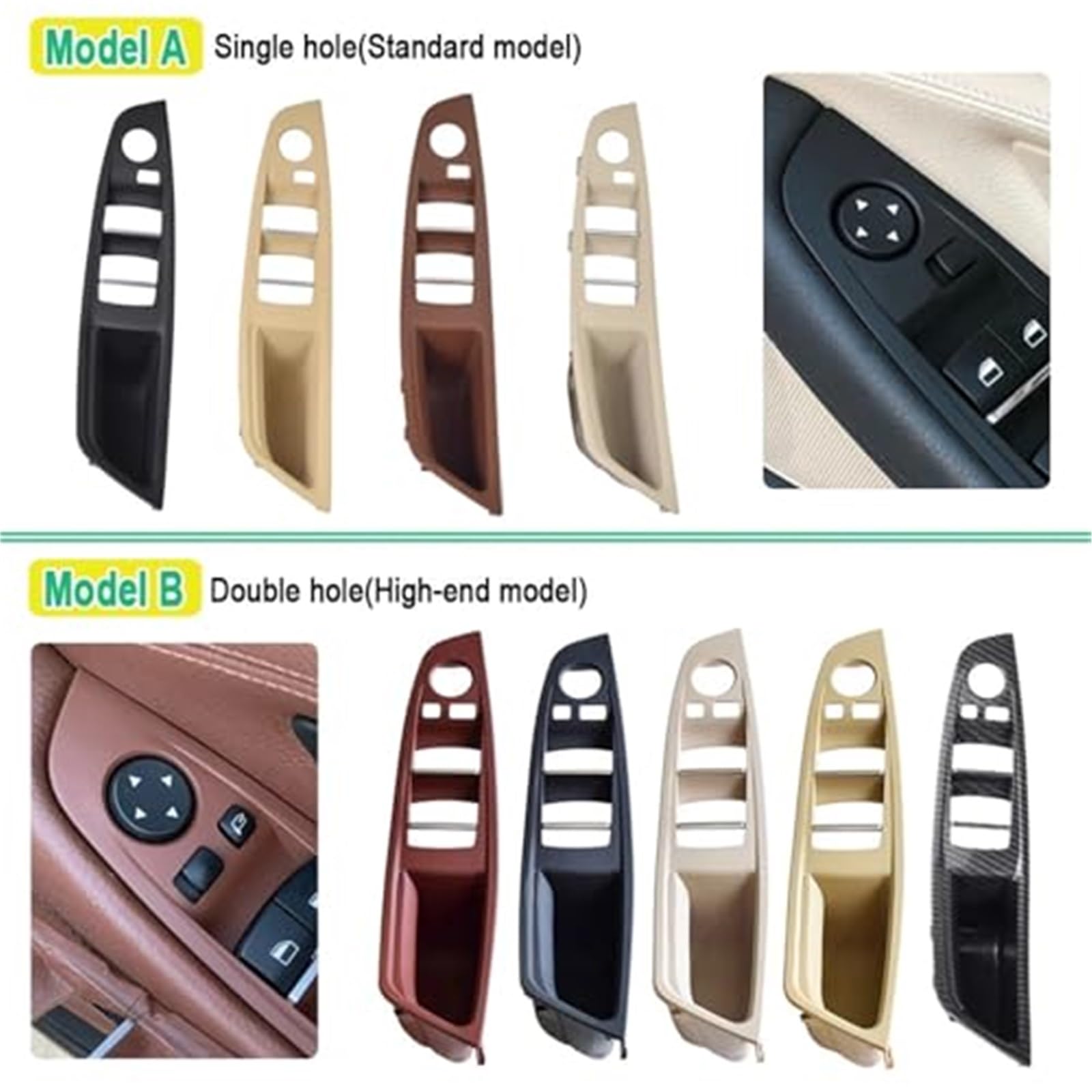 Uchwyt do holowania drzwi wewnętrznych wymiana wykończenia panelu wewnętrznego, dla BMW serii 5 F10 F11 F18 520i 523i 525i 528i 535i Wnętrze klamki samochodowej(Model A Black)