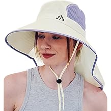Sombrero de protecci&oacute;n solar UV para mujer Sombrero de pesca de ala ancha con solapa de cuello plegable y orificio de cola de caballo para mujer