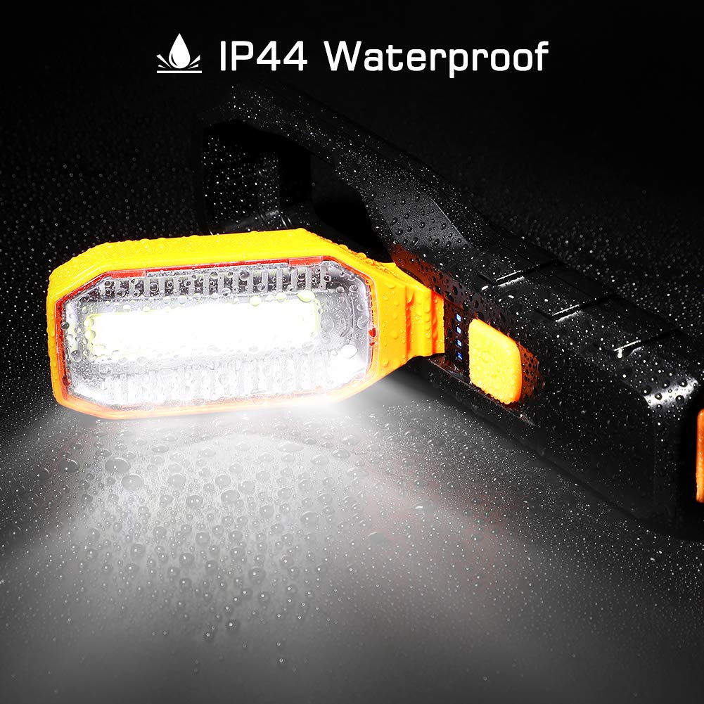 Haofy LED Work Light, luce di ispezione COB ricaricabile con 4 modalità Super Bright Worklight, Portable Handheld USB Torcia flashlight Lampada di lavoro magnetica girevole con magnete e gancio