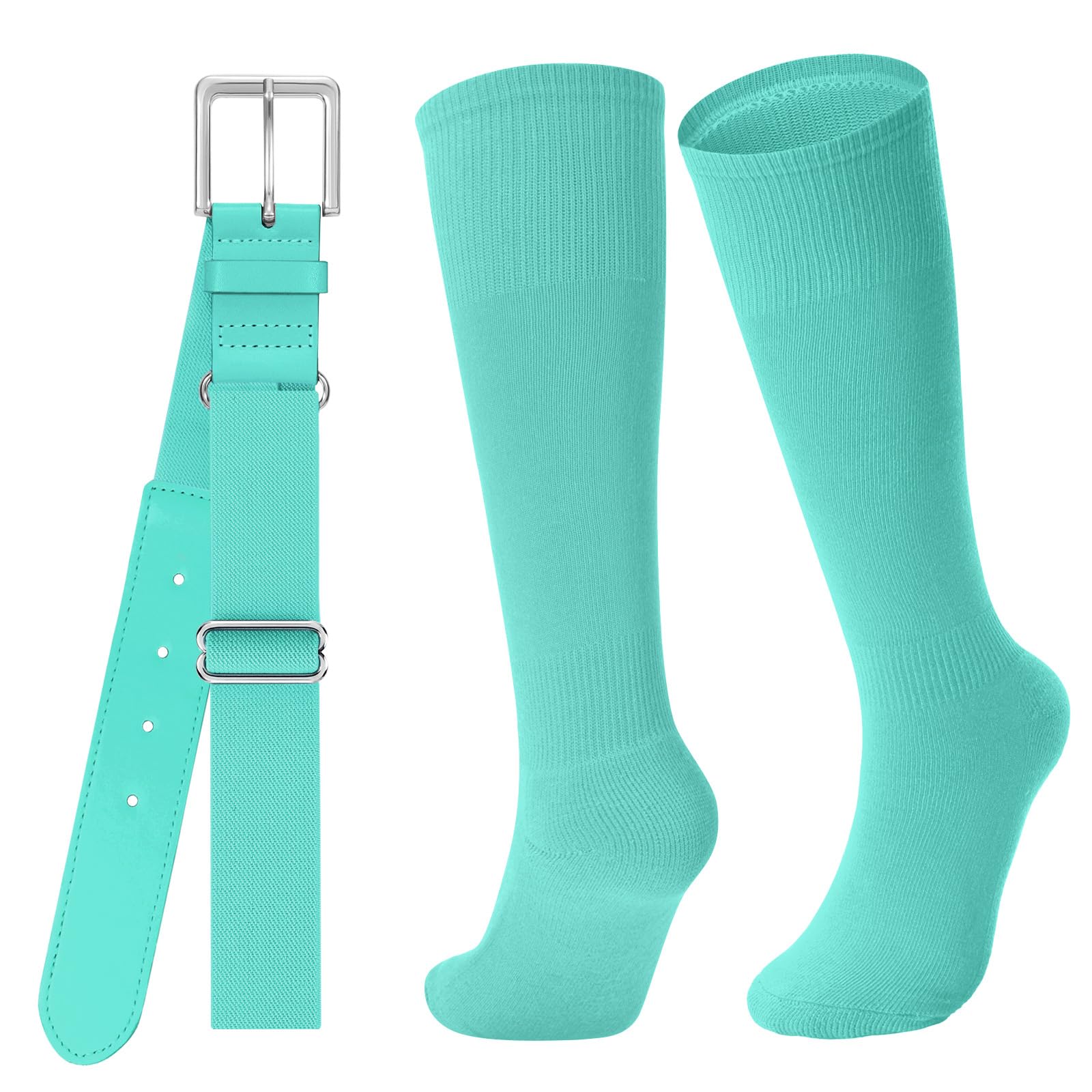 JASGOOD Baseball Socks and Belt for Youth Adult Softball Socks and Belt Combo Elastic Belt for Men