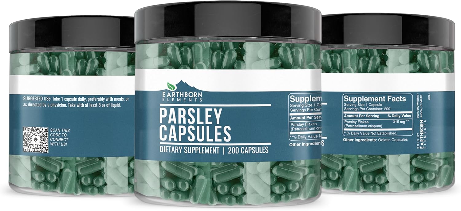 Earthborn Elements Parsley 200 Capsules, Pure & Undiluted, No Additives - Image 4