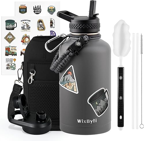 Miniatura 21 de Botella de agua aislada de 20 onzas con popote (fría durante 48 horas), jarra de agua deportiva de acero inoxidable con triple pared al vacío, termo