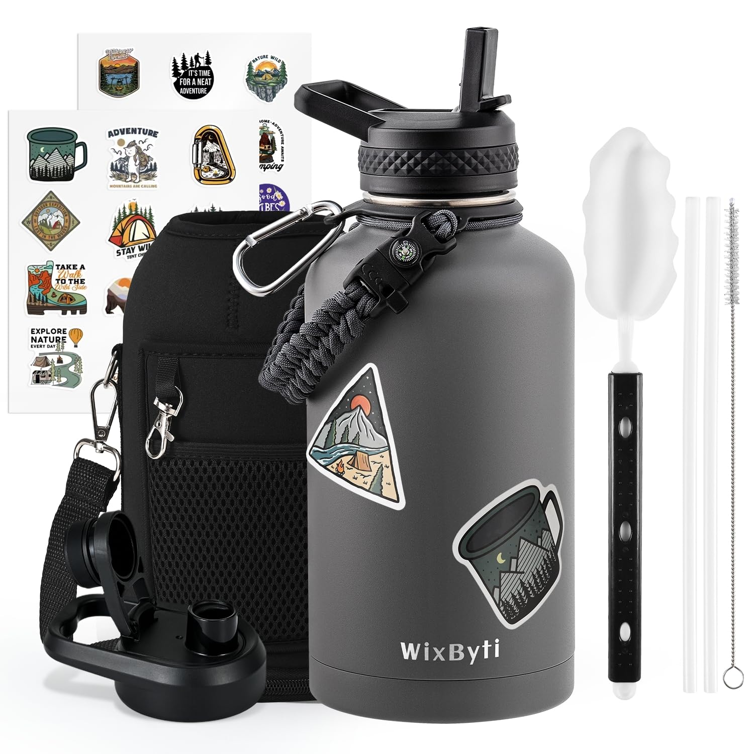WixByti 128oz Insulated Water Bottle - Stainless Steel -18 WixByti 128oz Insulated Water Bottle - Stainless Steel -18
