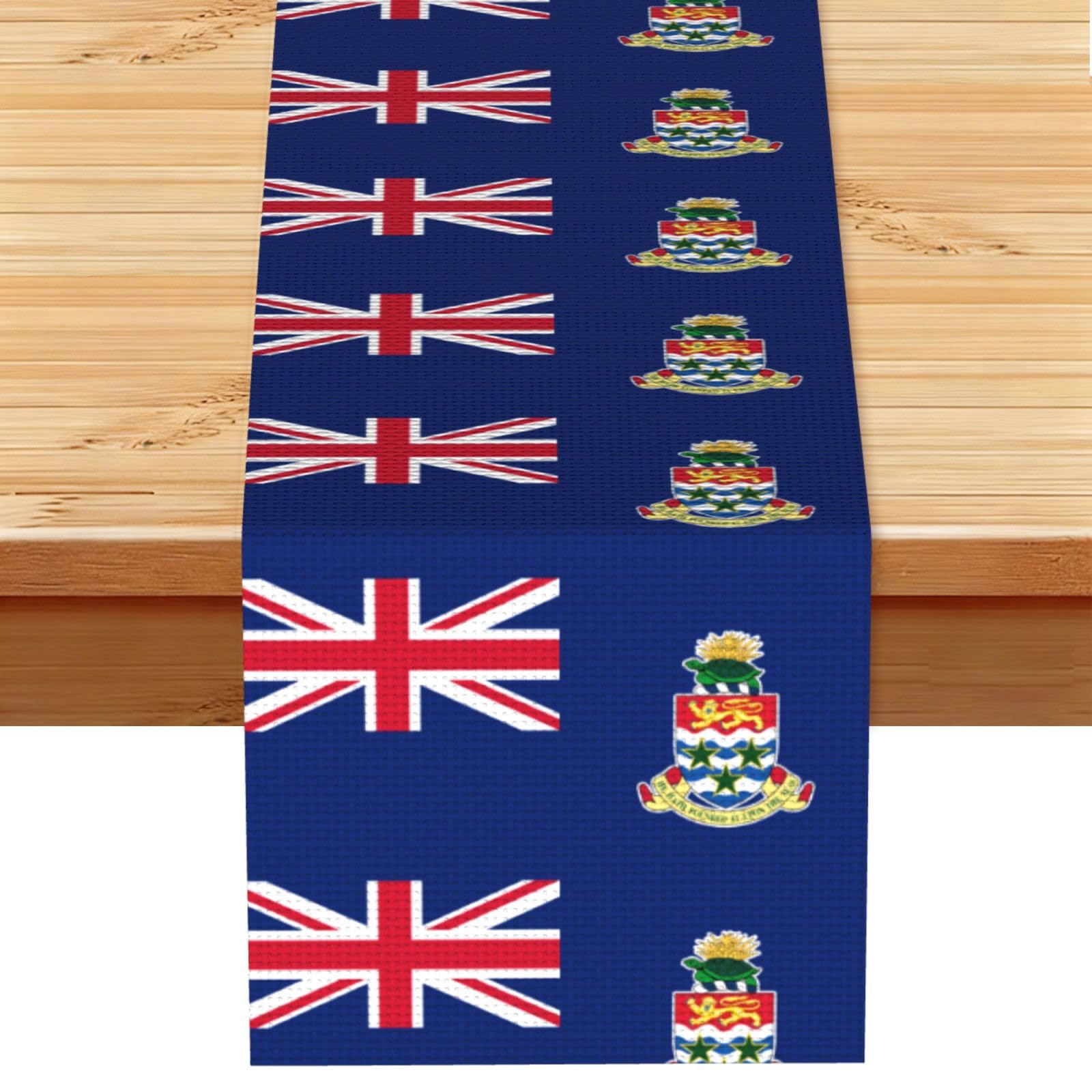 Flag of the Cayman Islands Linen Look Table Runner 13x72-Wrinkle Resistant Farmhouse Style for Dining Table Decor