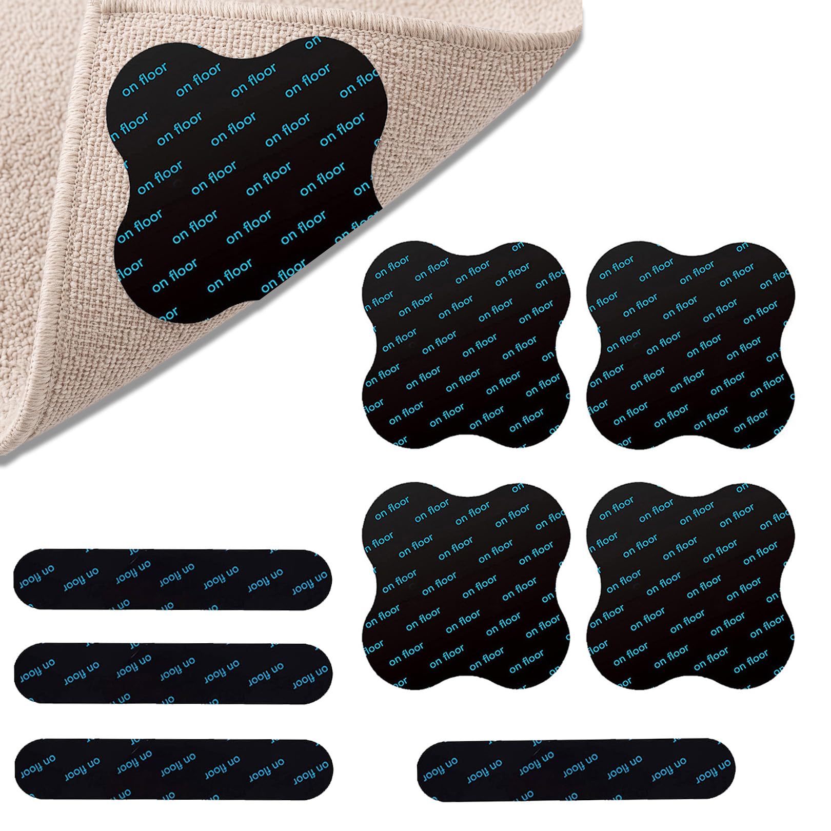8PCS Rug Grippers for carpet Laminate Floor, Anti Slip Rug Underlay Grips