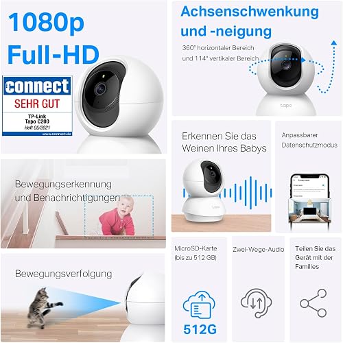 Tapo C200 WiFi Camera, 1080P, Night Vision, Two-Way Audio, Indoor with SD Slot, Storage on SD Card up to 128 GB - 2