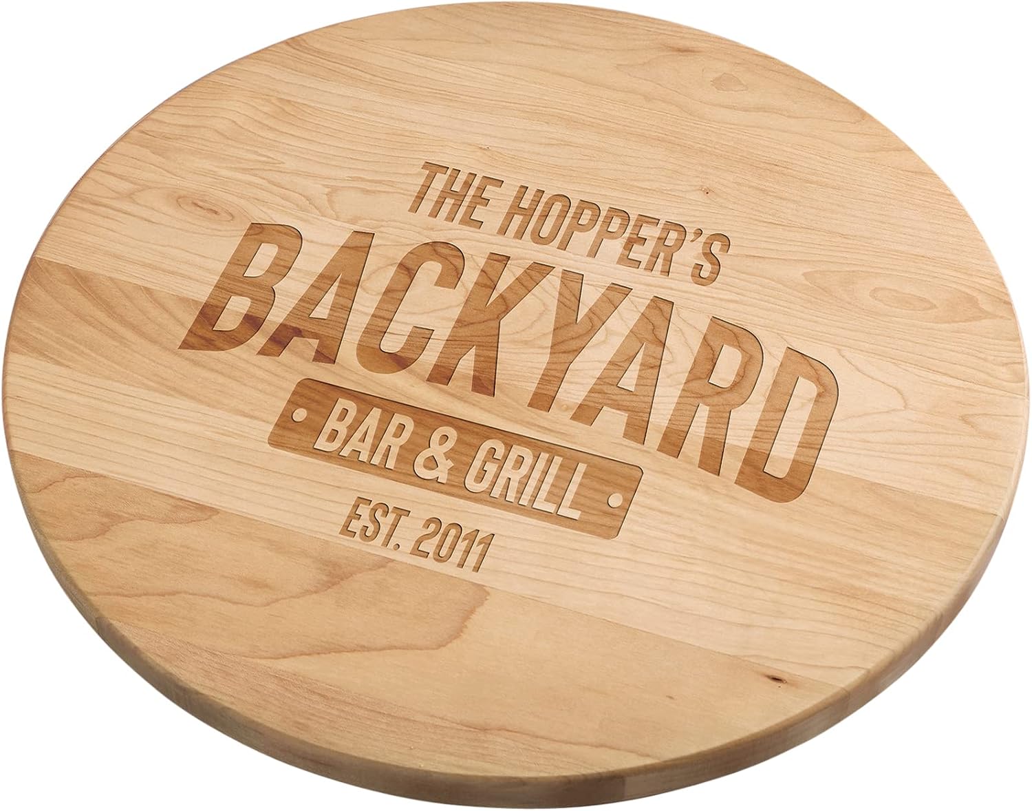 Personalization Universe - Custom Engraved 15" Wooden Lazy Susan, Backyard Bar & Grill Design - Ideal for Wedding Gift, Personalized Grill Out Gift for Him, Gifts for Men, Father's Day, Birthday