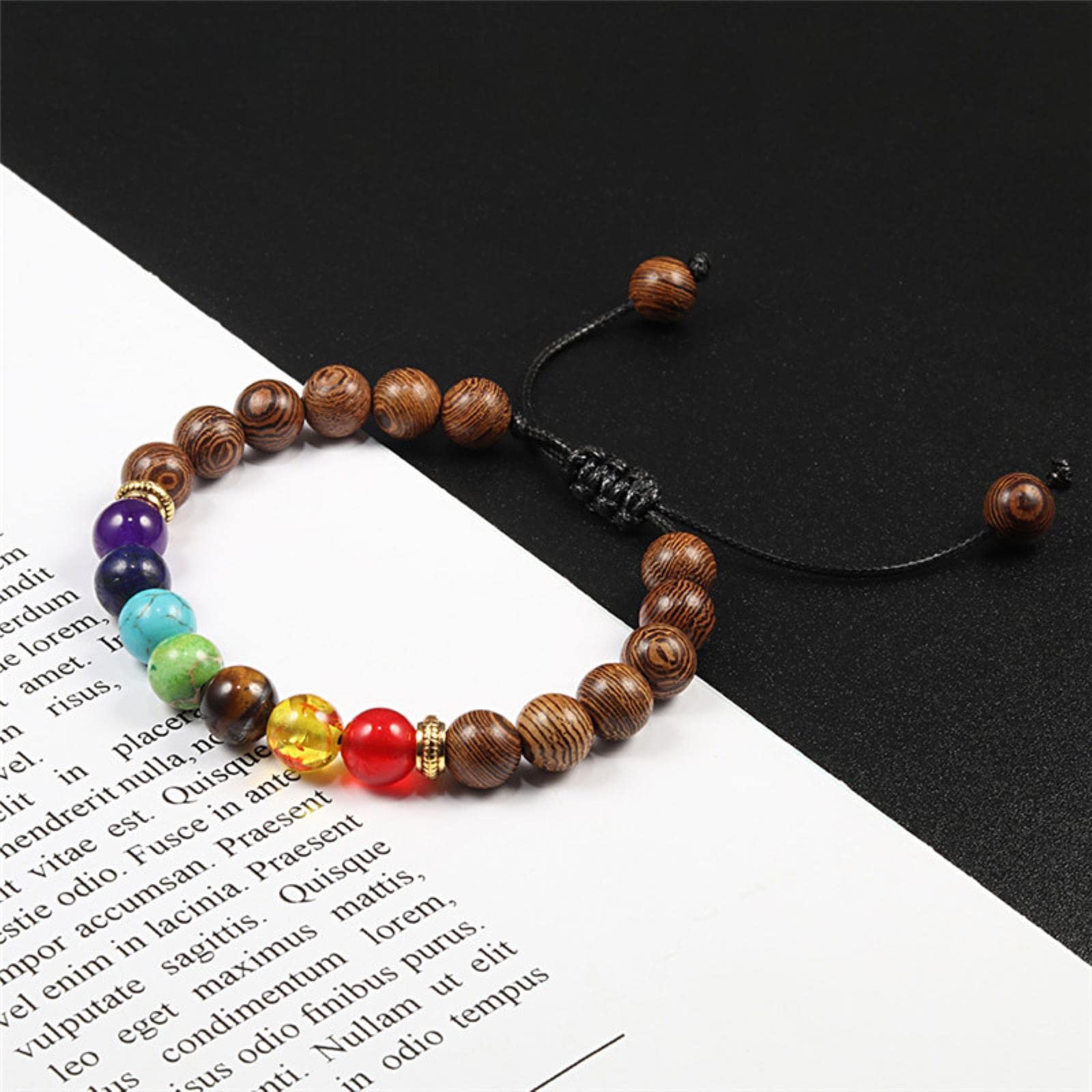 Stück Naturholz geflochtene Armbänder Männer verstellbar Meditation Stein Perlen Armband Frauen Gebet Schmuck Armband-geflochten 1