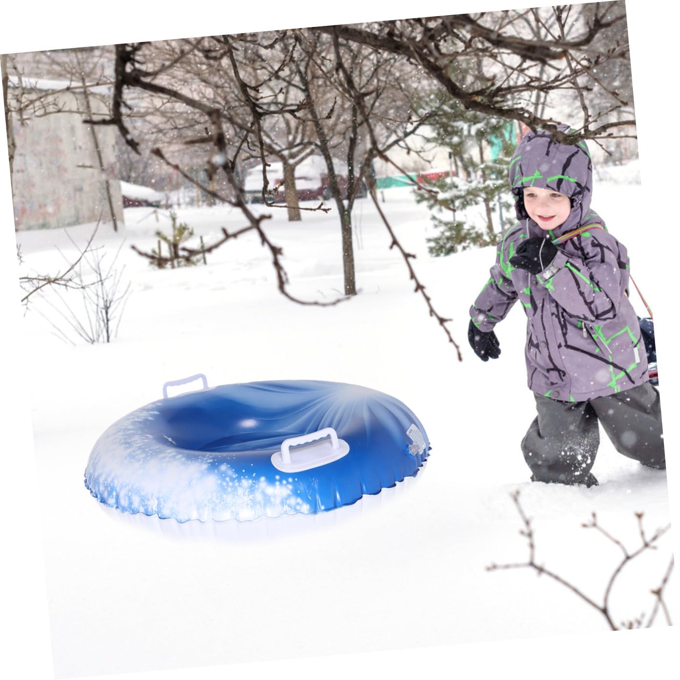 Tubo Gonfiabile da Neve in Pvc, Rotondo, con Maniglie | Sport Invernali All'aperto, Leggero e Portatile, Pensato per Bambini e Ragazzi