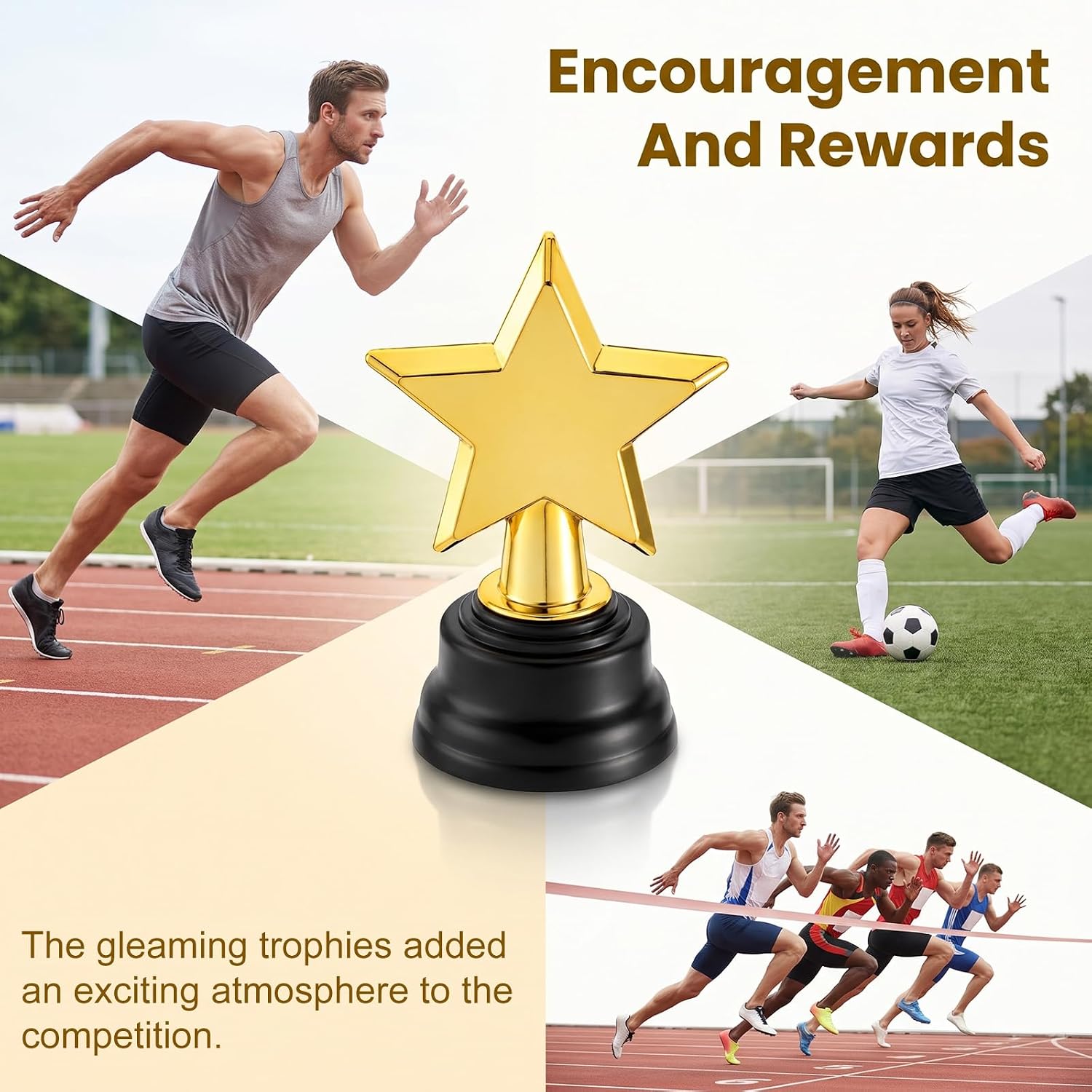 Star Trophy,3.3inch Gold Plastic Star Trophy Award for Party Favors