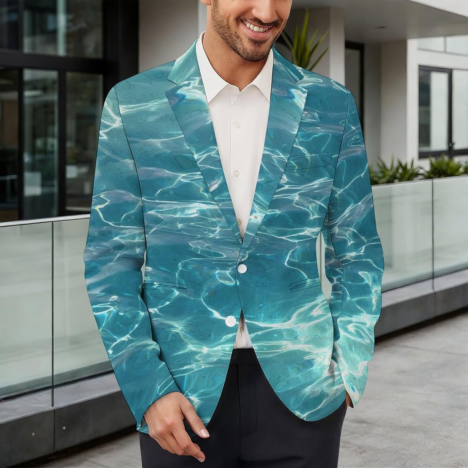 Pool Water Suits Blazer for Men Buttons Jacket Coat Business 6X-Large