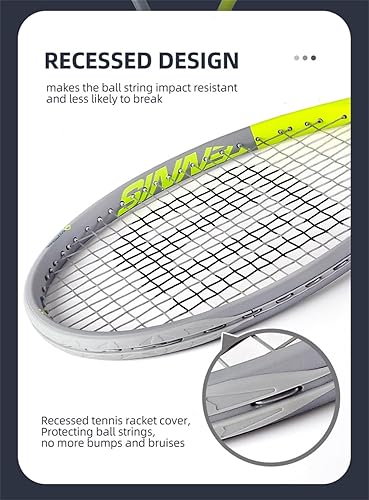 Miniatura 4 de Raquetas de tenis profesionales para hombres, mujeres y adultos, raquetas de tenis de pádel de compuesto de carbono con bolsa incluida (blanco)