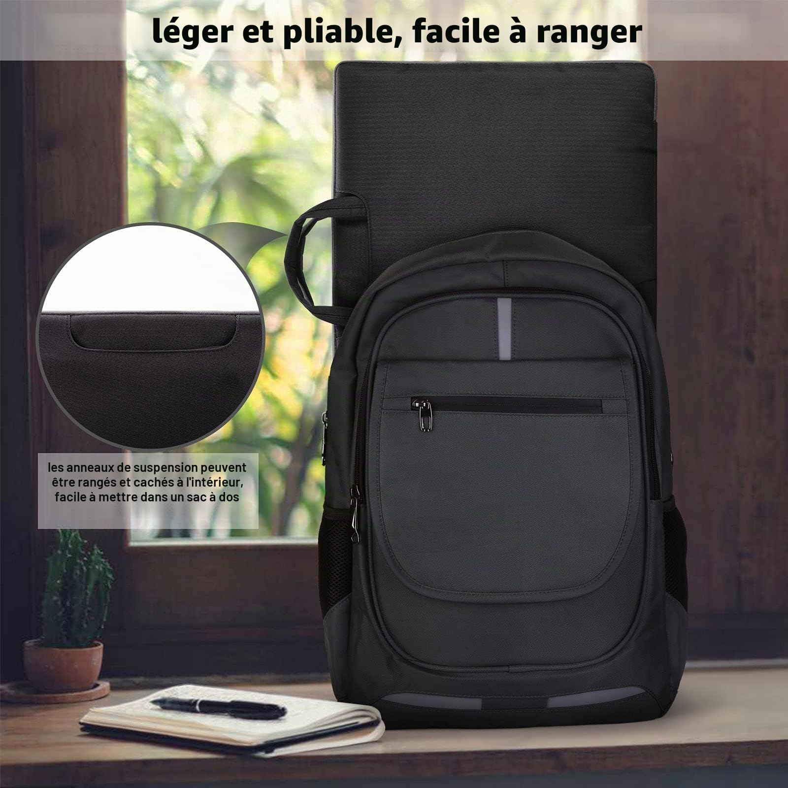 IMAGE Étui de rangement de voyage étanche avec poches pour tablette lumineuse, gris, A3 Black, Utile