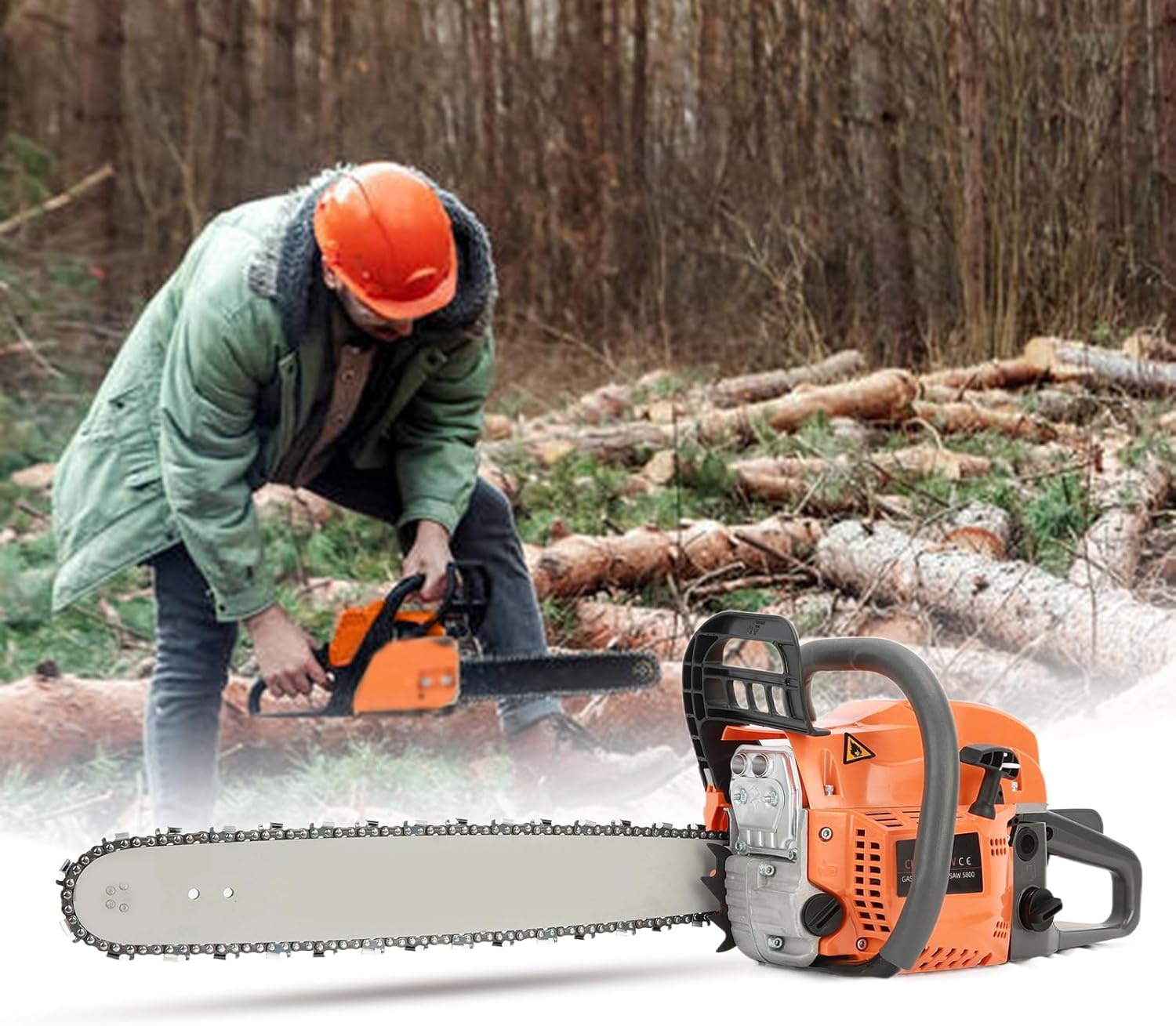 Yirepny 1 Set Gas Powered Chainsaw, 58CC Power Chain Saw, 20 Inch Gas Chain Saw, Handheld