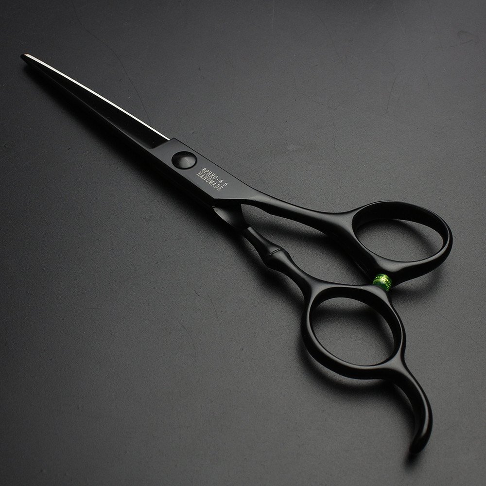 6 pulgadas de titanio corte de pelo negro tijeras profesional tijeras de peluquería corte de pelo de acero inoxidable herramienta de 440c (scissors set)