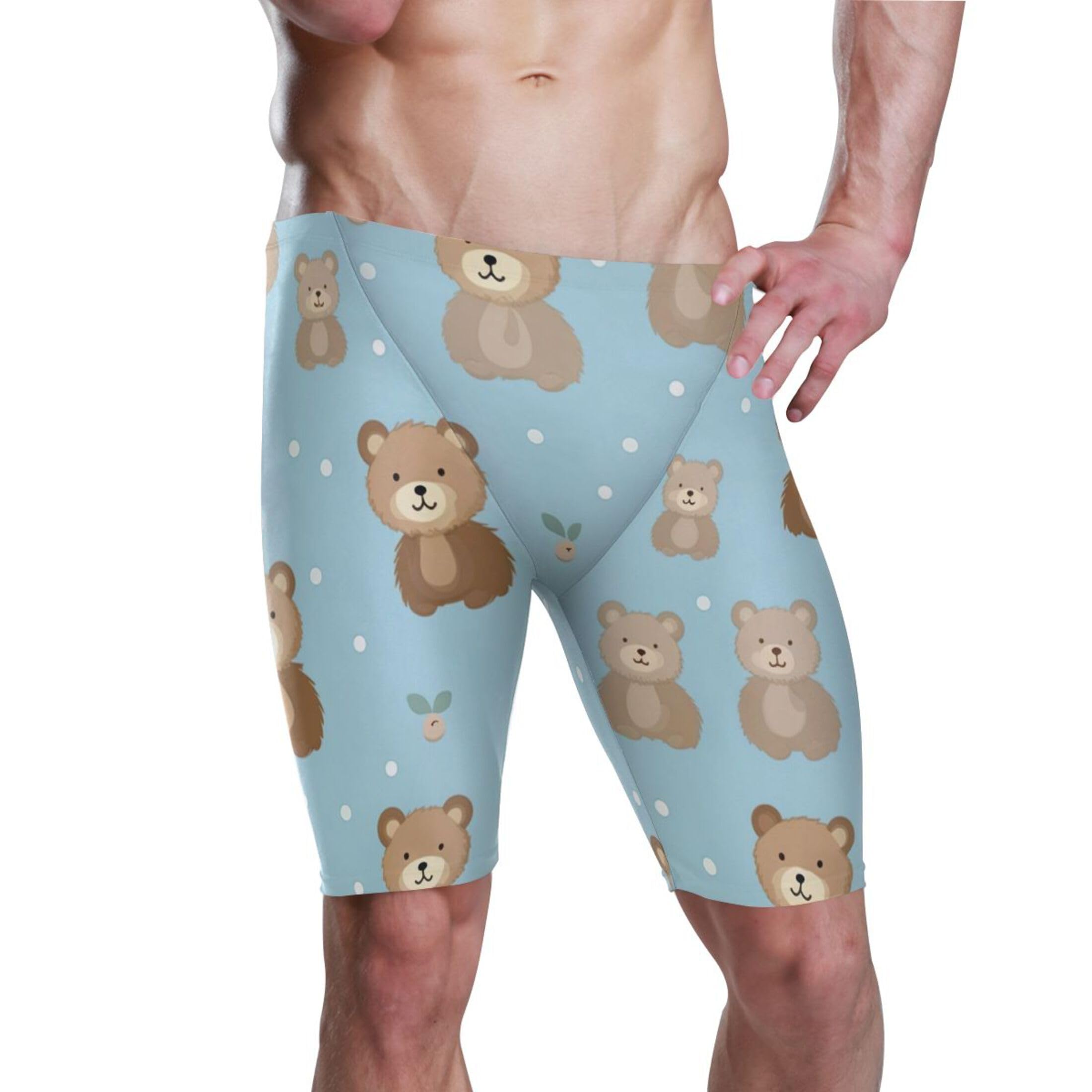 Cute Bear Animal Swim Jammers Swimsuit for Men XXL B0400765