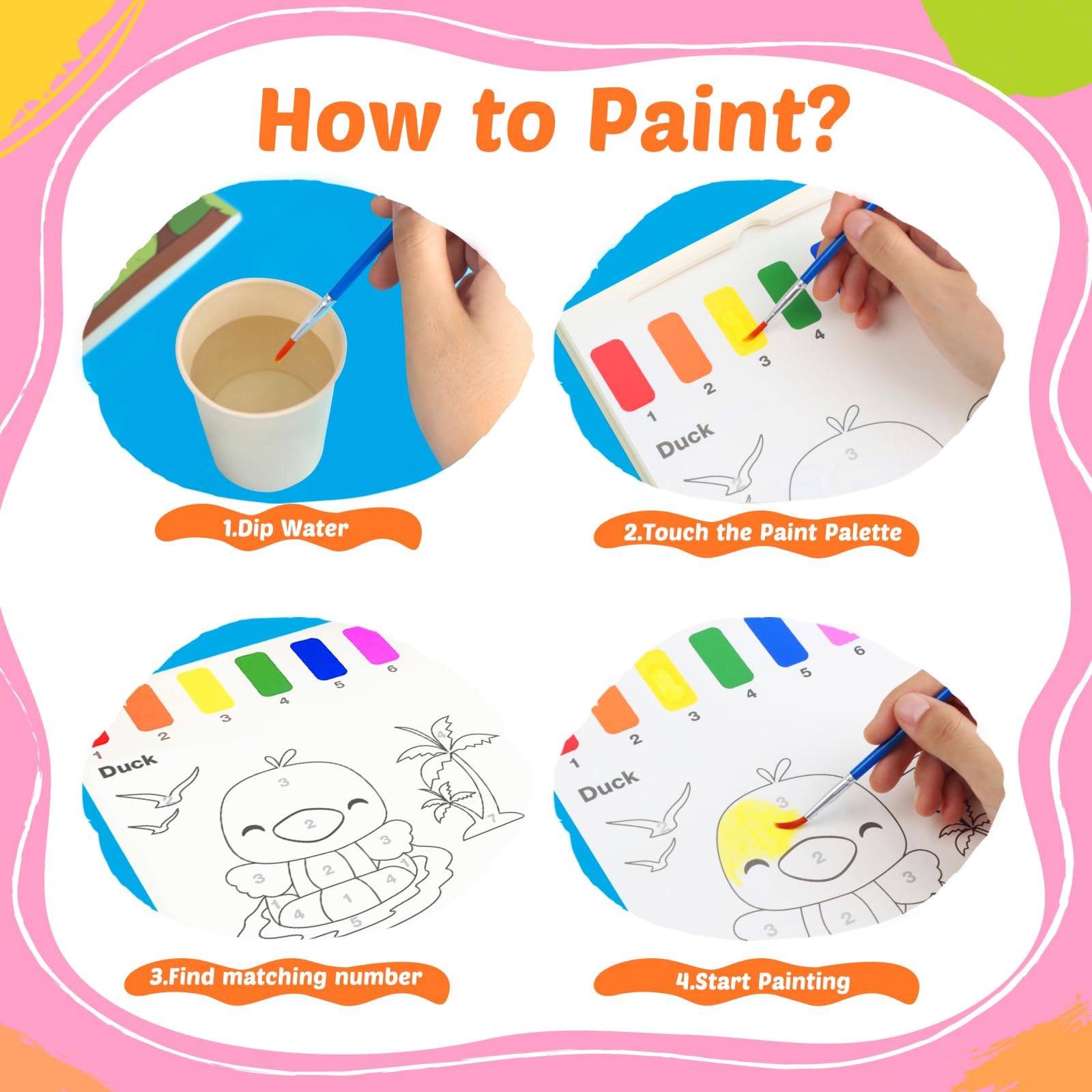 3 Pack Reusable Water Colouring Books For Children, Water Painting Books For Kids Water Book - View #3