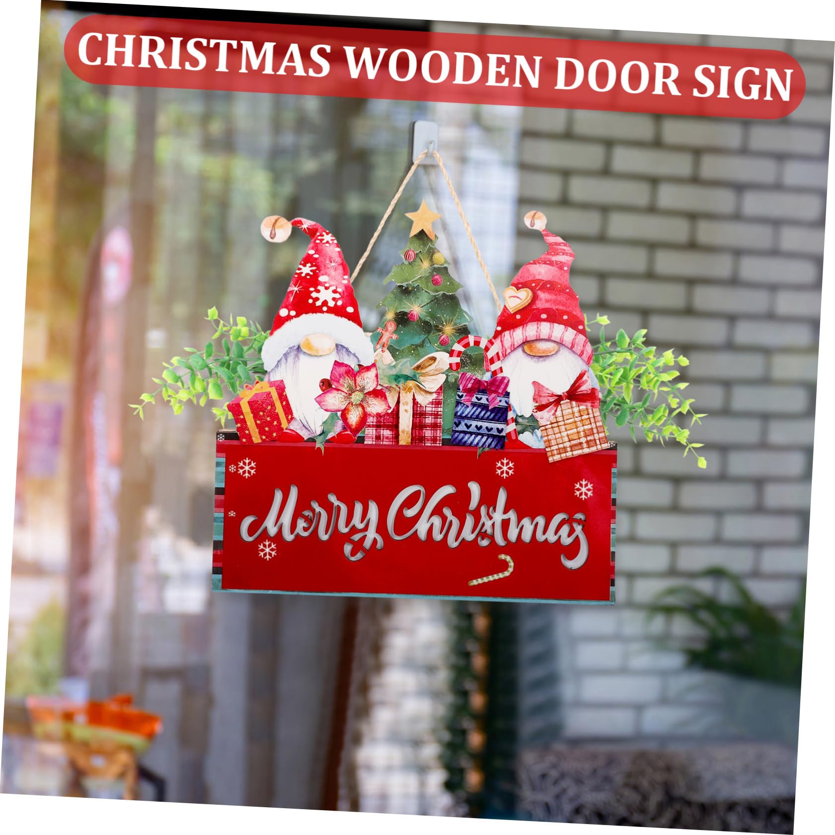 Placa Colgante de Madera Decorativa para Navidad, Adorno Navideño para Puerta o Pared