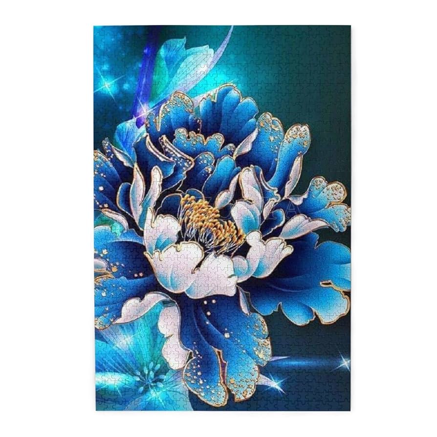 Amazon.co.jp: 1000ピース ジグソーパズル 青い花 大人用 木製