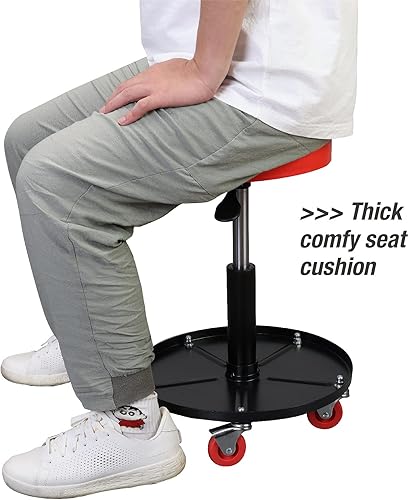 Miniatura 7 de BIG RED ATRHL6201R Torin - Asiento neumático de arrastre para tallertaller de rodadura de servicio pesado Taburete mecánico acolchado ajustable con