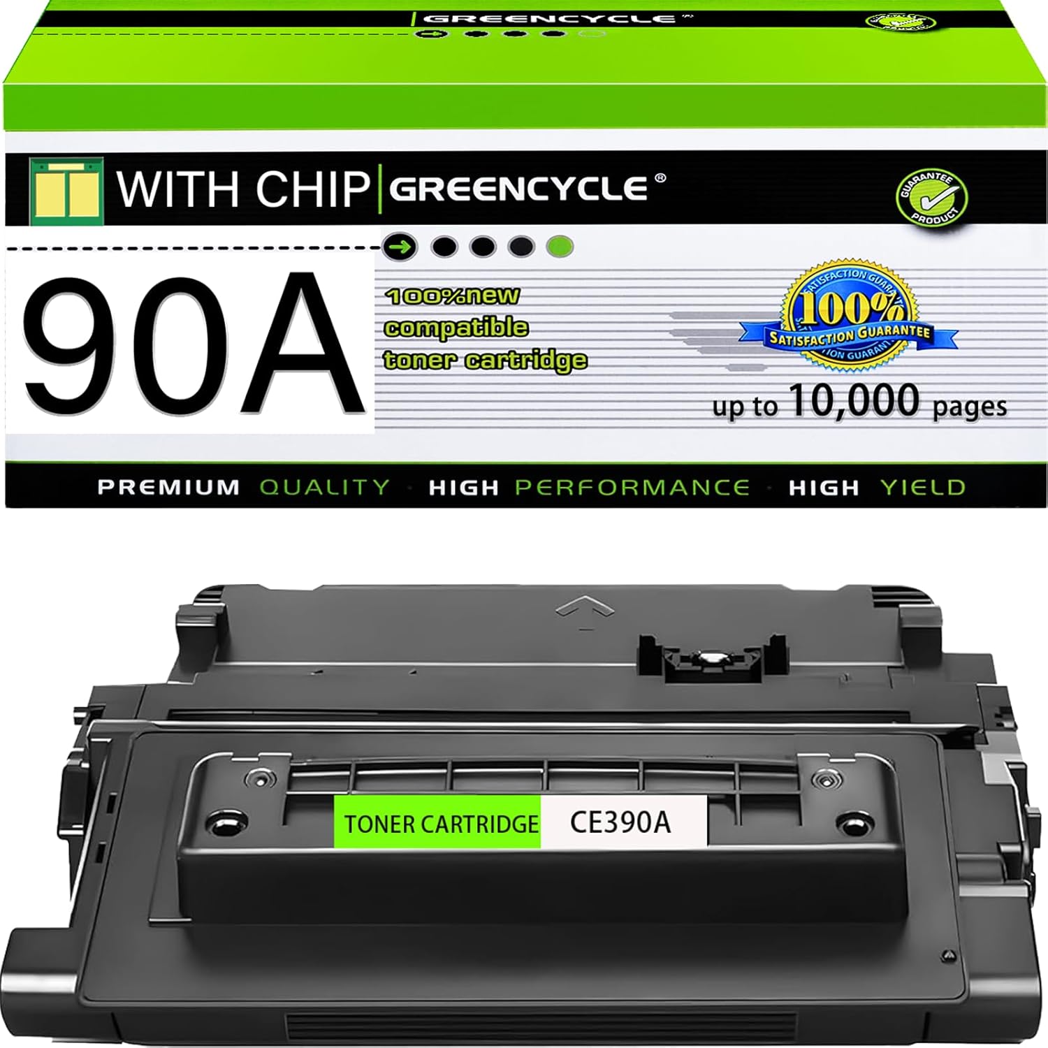 greencycle 90A Compatible Toner Cartridge Replacement for HP 90A Black Toner Cartridge CE390A Use for LaserJet Enterprise 600 M601 M602 M603 Series LaserJet Enterprise M4555 MFP Series (1-Pack)