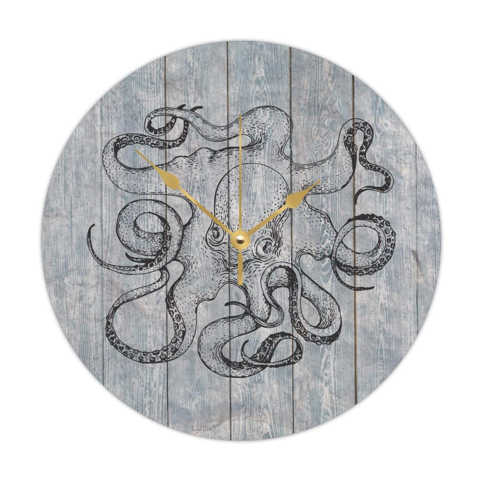 Horloge murale ronde en bois cadeau nautique décoration océan