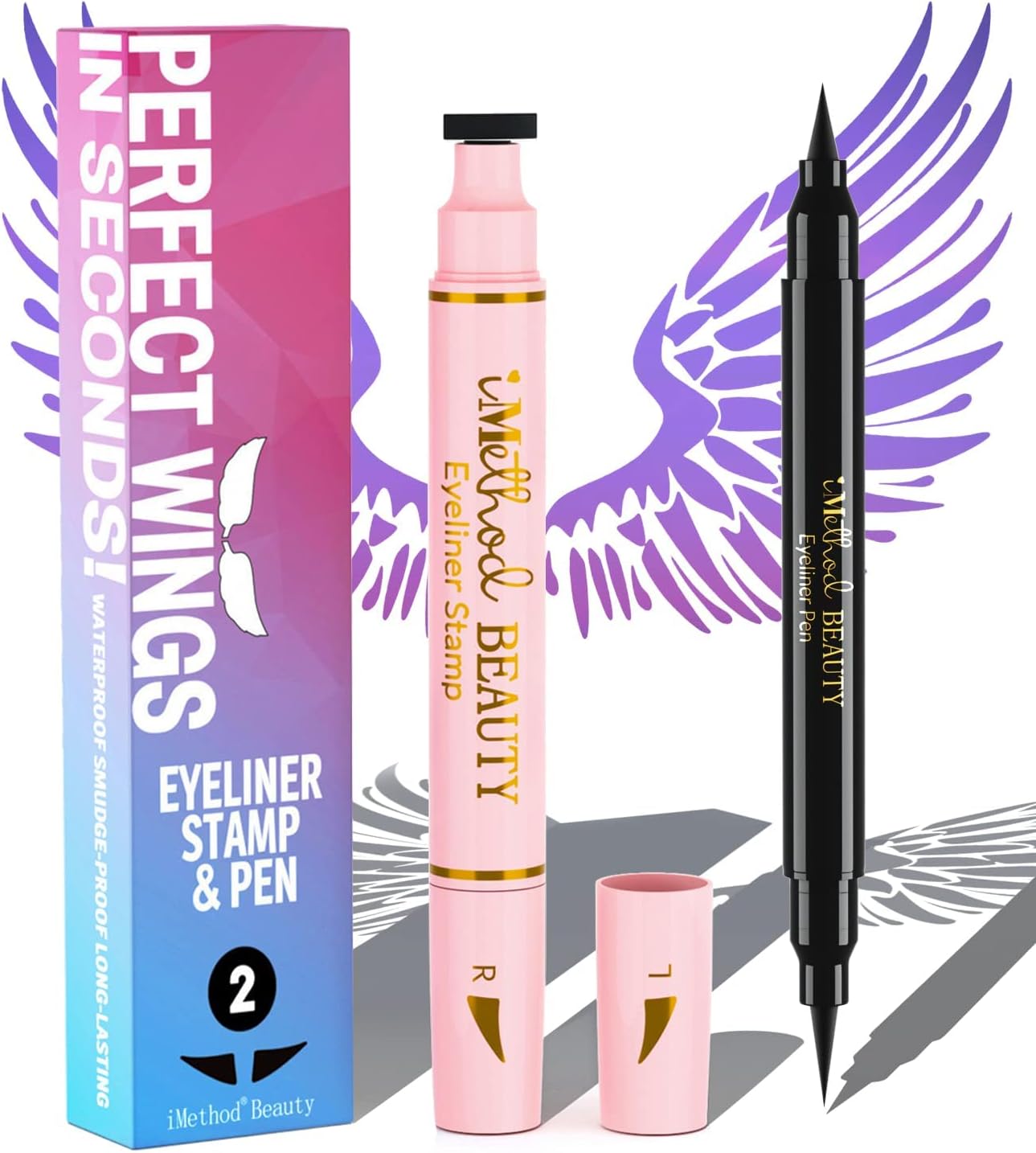 iMethod Eyeliner Stamp 2 Pens Winged Eyeliner Stamp, Perfect Wing Cat Eye Stamp, Long Lasting Liquid Eye Liner…