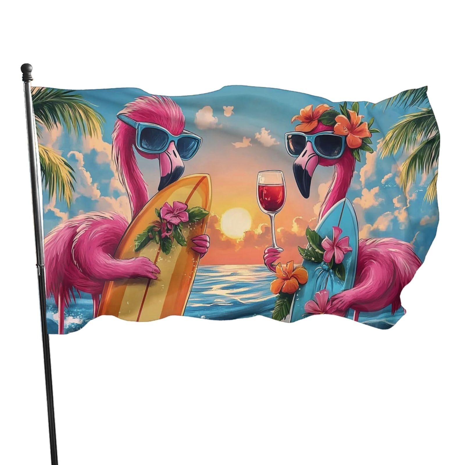 BoltPack Summer Flamingo Print Garden Flag 90x150cm Seasons Holiday Flag With Grommets For Outdoor Decorations Party Supplies