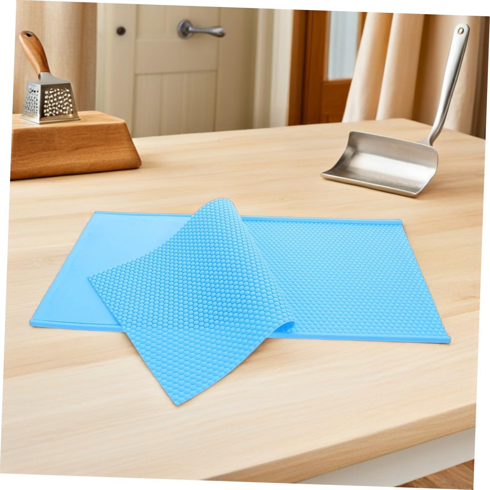 VANZACK Stampo in Silicone per Cera d Api con d Strumento per Fogli Cera Pressati per Apicoltura e Te con Effetto Rilievo Riutilizzabile Colore Azzurro