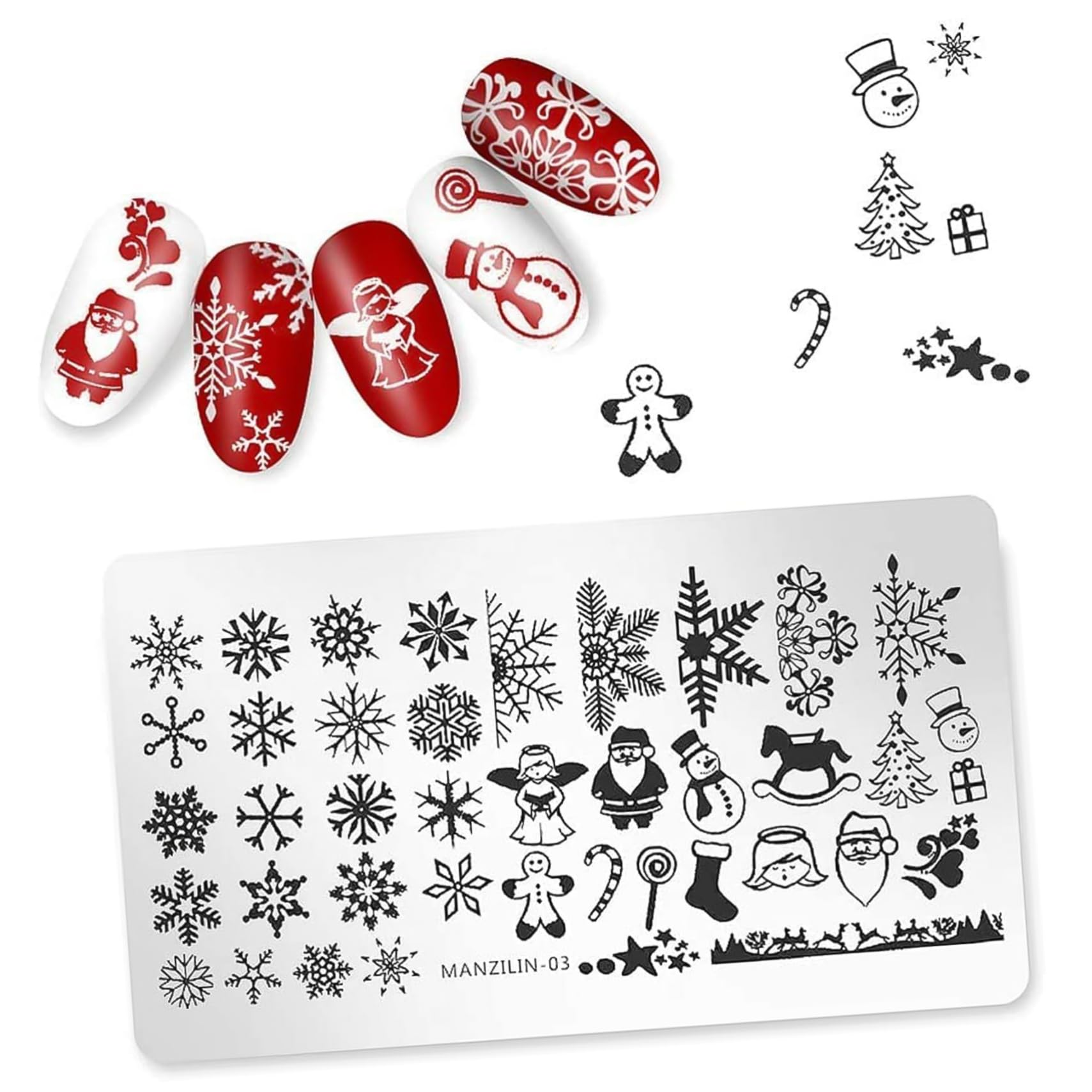 Ipetboom 5 Pezzi Piastre per Stamping Unghie Natalizie in Metallo, Stencil Quadrati per Nail Art, per Principianti e Professionisti, Decorazioni Unghie Feste Natalizie