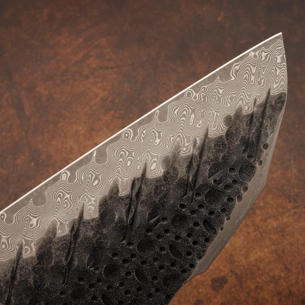 VG10 Damascus steel Kitchen Chinese Cleaver,8.5in Professional Handmade Chopping Chopper Knives with Burl Stabilized Wood Handle for Meat and Vegetable in Home&Restaurant