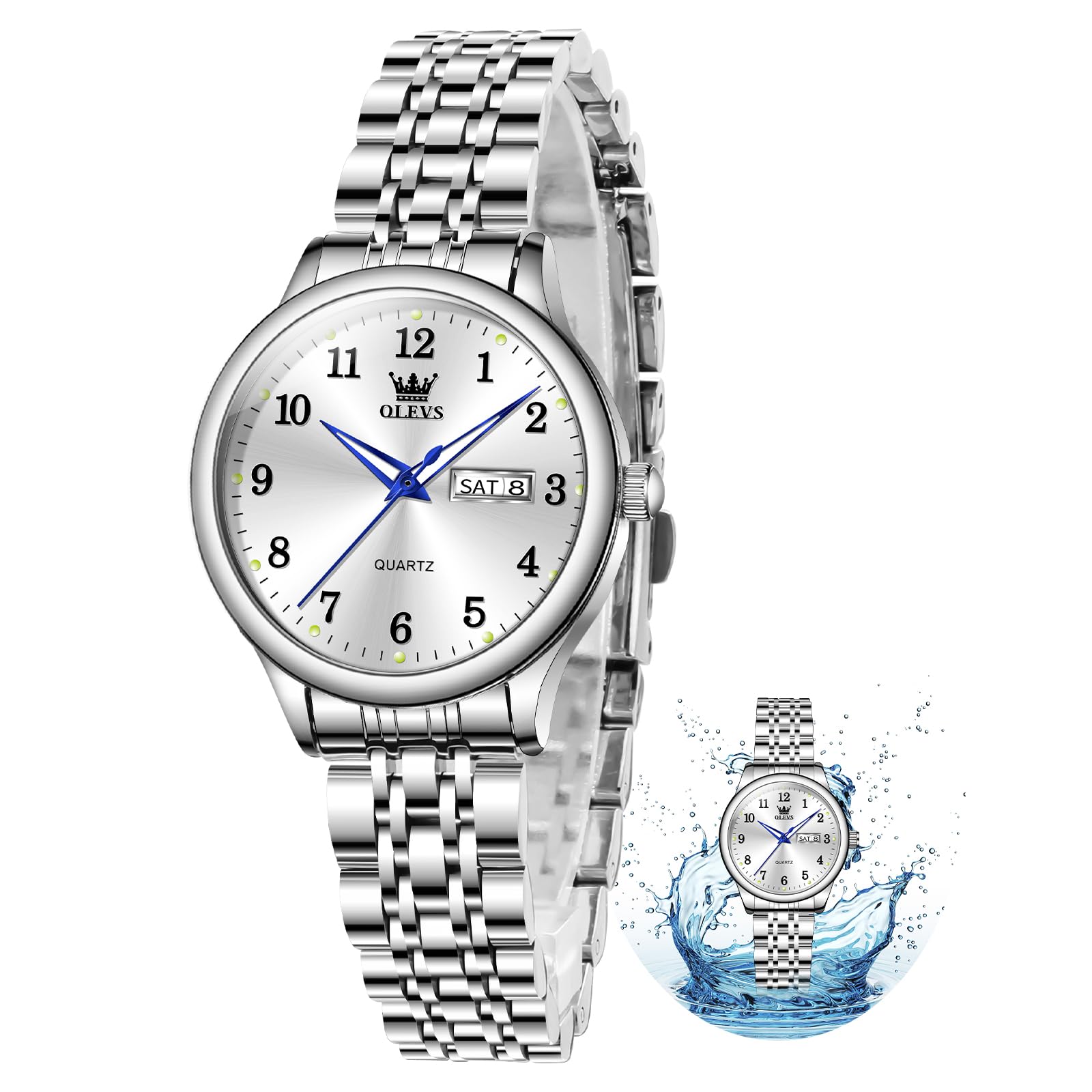 Sponsored Ad - Luxury Ladies Watches,Women's Watch with Day and Date,Female Watch for Small Wrist,Gold Stainless Steel Watches for Women,Easy Read Ladies Wrist Watches Waterproof（Adjustable Strap