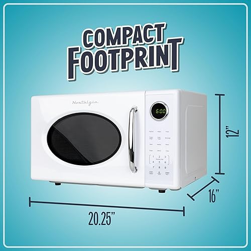 Miniatura 5 de Nostalgia Horno microondas retro de 1000 W de capacidad de 1.1 pies cúbicos - Bloqueo de seguridad para niños, 8 ajustes de cocción automática -