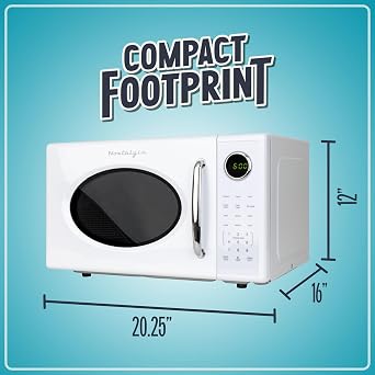Nostalgia Retro 1000W Microwave Oven 1.1 Cu Ft Capacity Child Safety Lock, 8 Auto-Cook Settings Countertop Kitchen Appliance White