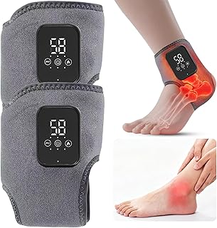 Cordless Ankle Heating Pad, Foot Renew, Ankle Massager for Pain Relief & Circulation, 3 Levels of Heat and Vibration Adjustable, Smart Timer, Touch Screen, Suitable for Neuropathy & endinitis. (2Pcs)