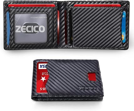 Wallet RFID Slim Minimalist Mens Bifold leather Card Holder RFID blocking wallets Small Thin Front pocket smart Fit travel Purse with ID window Gift box