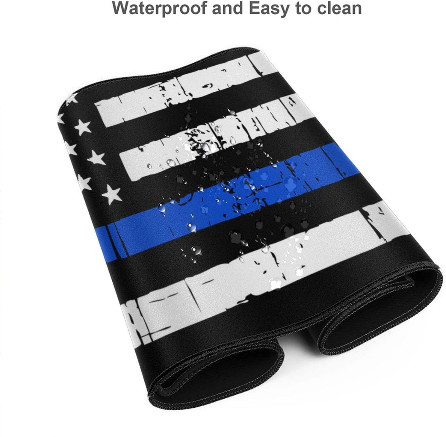 American Blue line USA Police Stars Flag Extended Large XXL Gaming Mouse Pad Mat ( 31.5 x 11.8 in ), Mousepad Keyboard with Non-Slip Rubber Base Waterproof Stitched Edges for Work Game Office Home