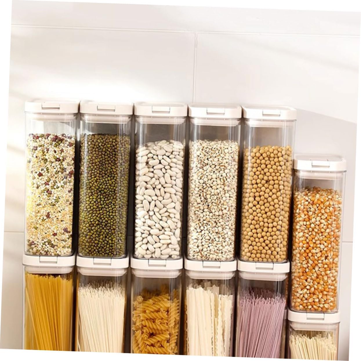 3pcs Pasta Container Airtight Spaghetti Storage Canister for Pantry Organization Design for Easy Visibility and Freshness Preservation for Storing Pasta Rice Flour and More