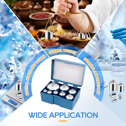 Miniatura 40 de UCEC Pesas de calibración para báscula digital, juego de pesas de calibración, 0.04 oz 0.07 oz 0.18 oz 0.35 oz 0.71 oz juego de pesas con caja