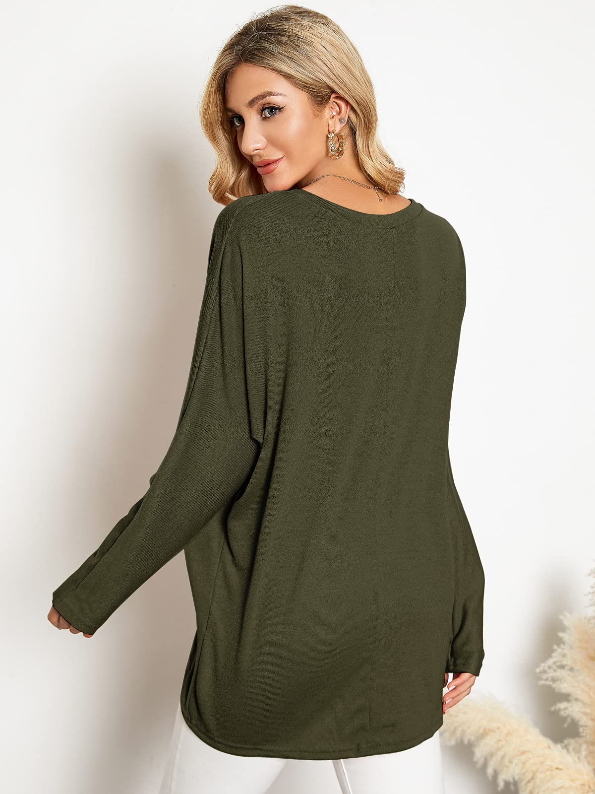 ZANZEA Donna Sexy allentato solido irregolare manica lunga Borsagy jumper casuale Tops T-Shirt Blouse